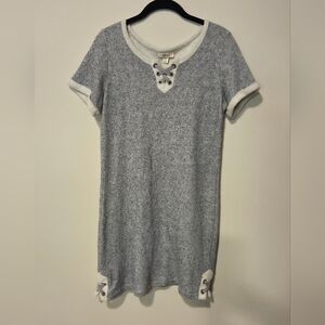 Style & Co. Gray Sweatshirt Dress Lace Up Accents Size PM